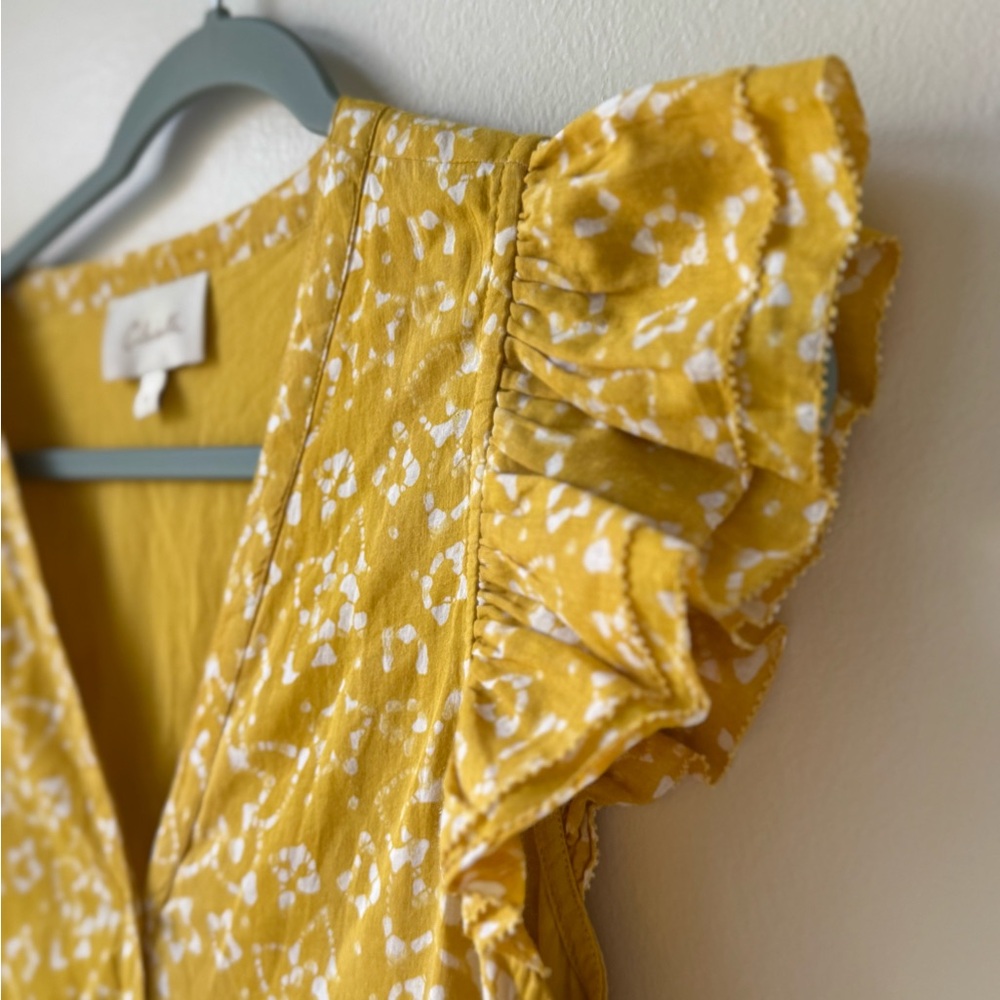 Cleobella Yellow Gold Zia Organic Cotton Size Medium Pattern Short Sleeve Dress - Picture 8 of 16